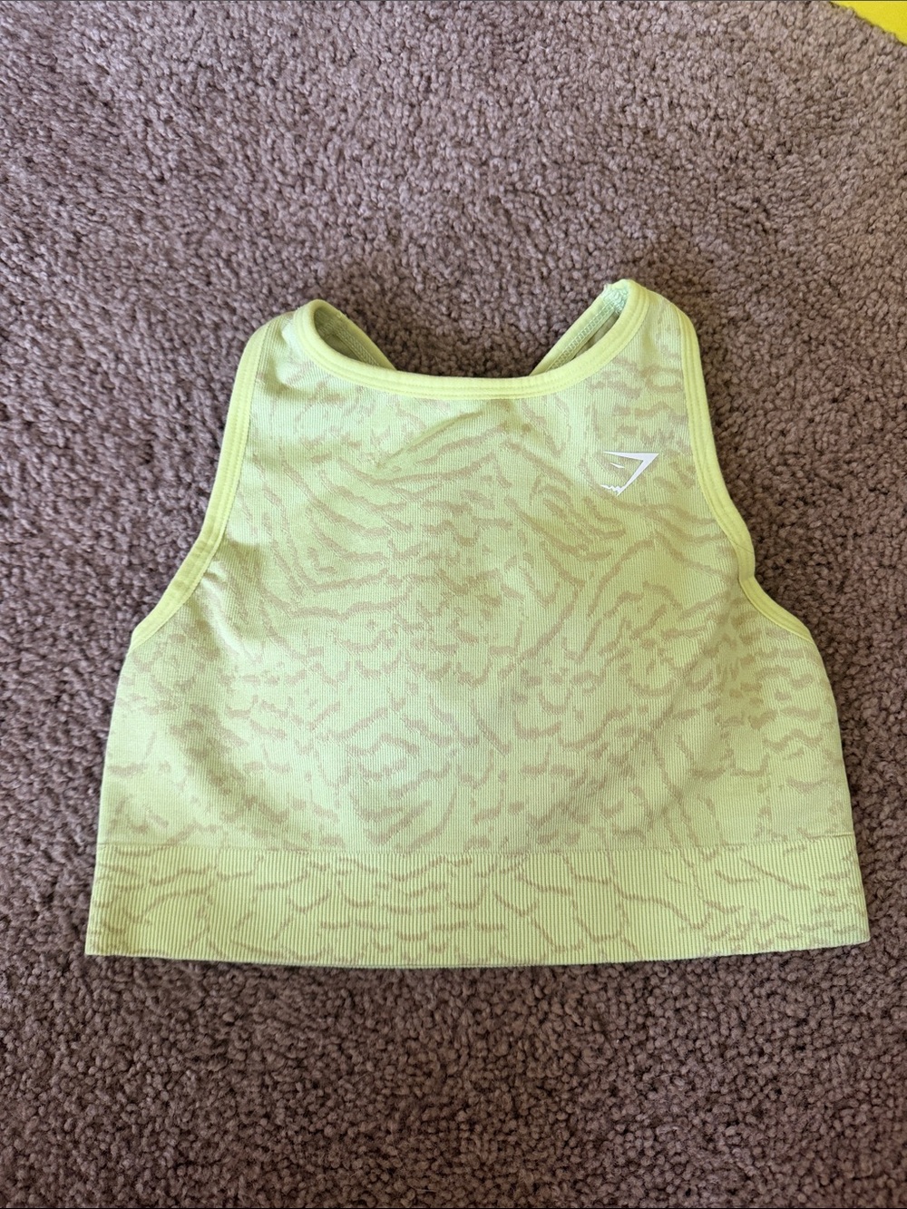 Gymshark Neon Yellow Patterned Racerback Sports Crop